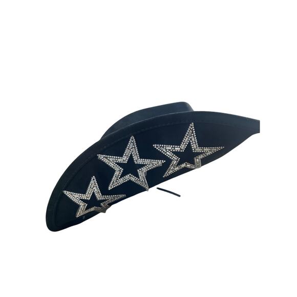 NWT Rhinestone Star Cowboy Hat Black - Picture 7 of 8